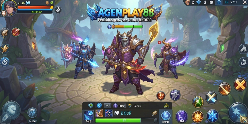 Screenshot gameplay AGENPLAY88 yang menampilkan pertarungan seru dalam dunia MMORPG.