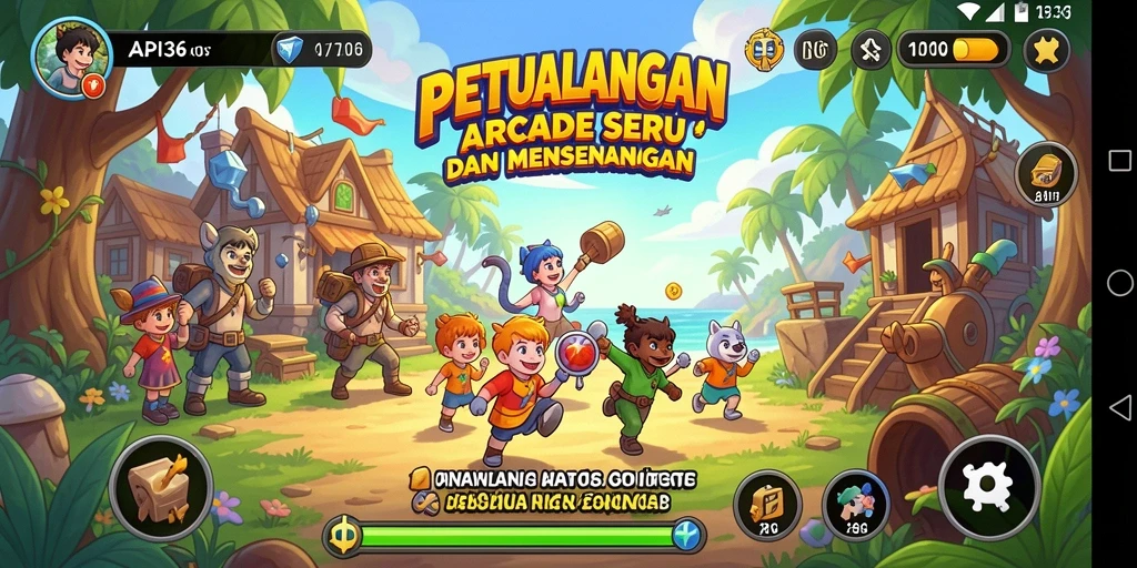 Tampilan layar permainan API36 yang penuh aksi di arena arcade.
