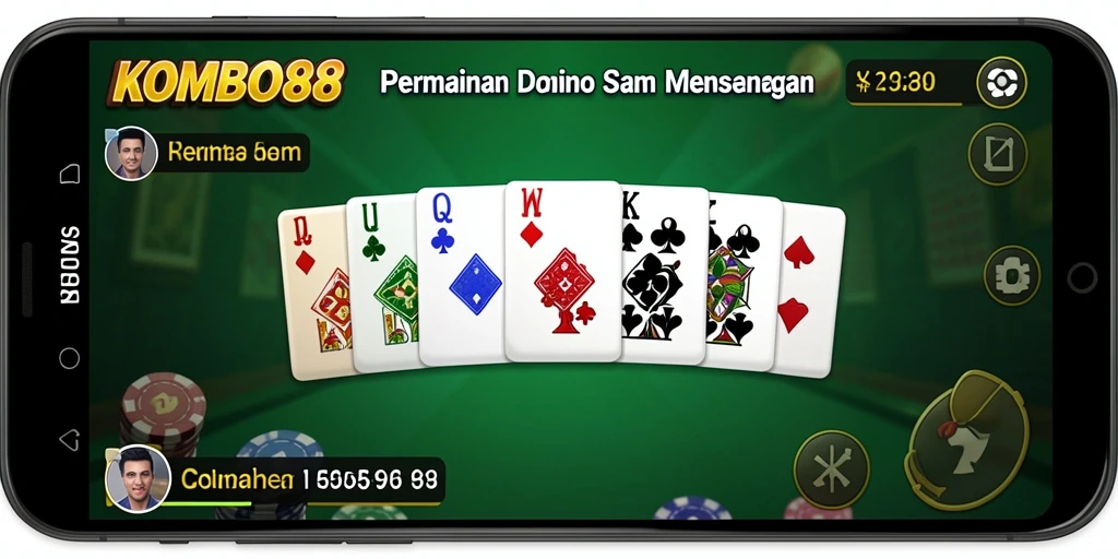 Screenshot gameplay seru dari KOMBO88 yang menunjukkan pertandingan Domino.