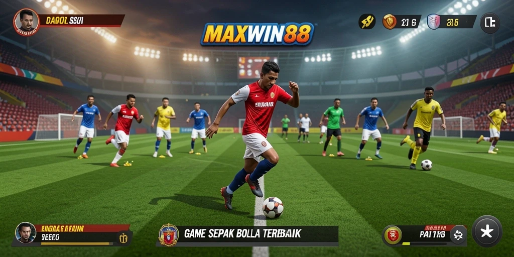 Tangkapan layar MAXWIN88 menampilkan aksi permainan sepak bola yang seru.