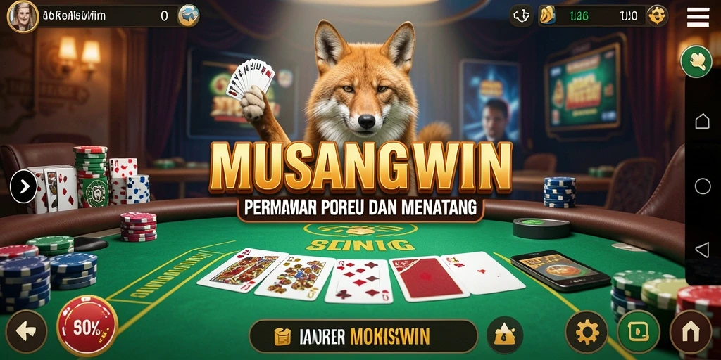 Tampilan gameplay Poker yang mendebarkan di aplikasi MUSANGWIN.