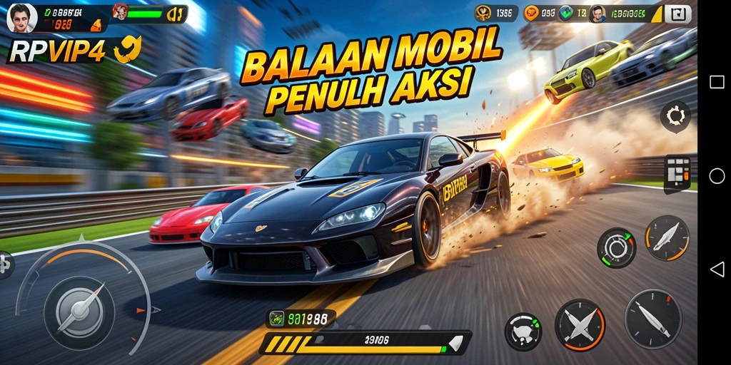 Tampilan gameplay RPVIP4 dengan balapan yang mendebarkan.