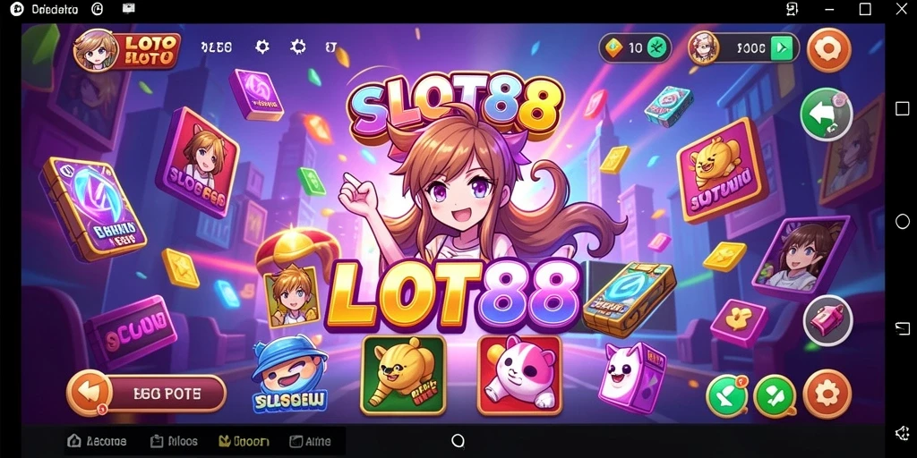 Tampilan gameplay SLOT88 yang penuh warna dan seru dalam tema anime.